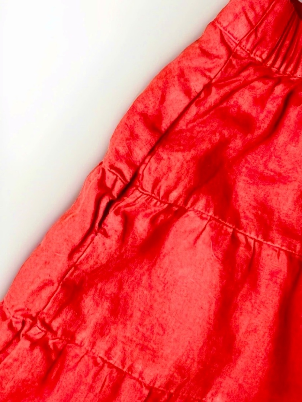 Boden Red 100% Linen Tiered Ruffle Mini Skirt 8P - Picture 3 of 5